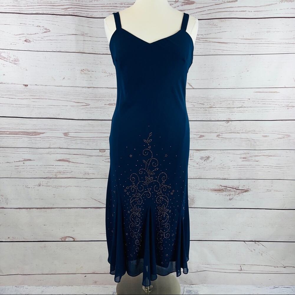 R&M Richards navy beaded flare hem size 14